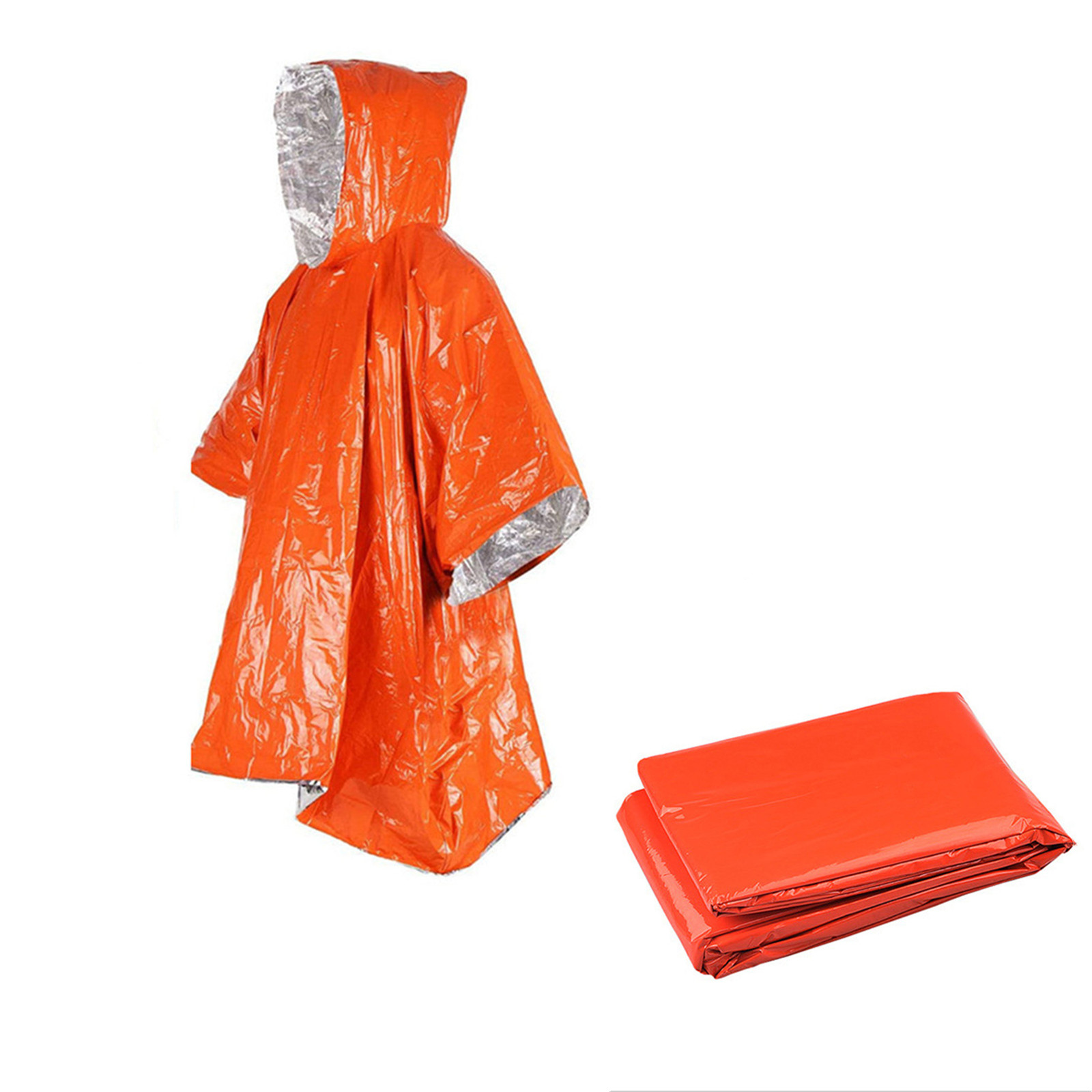 Emergency Poncho Rain - Notfall-Einweg-Regenponcho aus Aluminiumfolie – wasserdichte, kalte