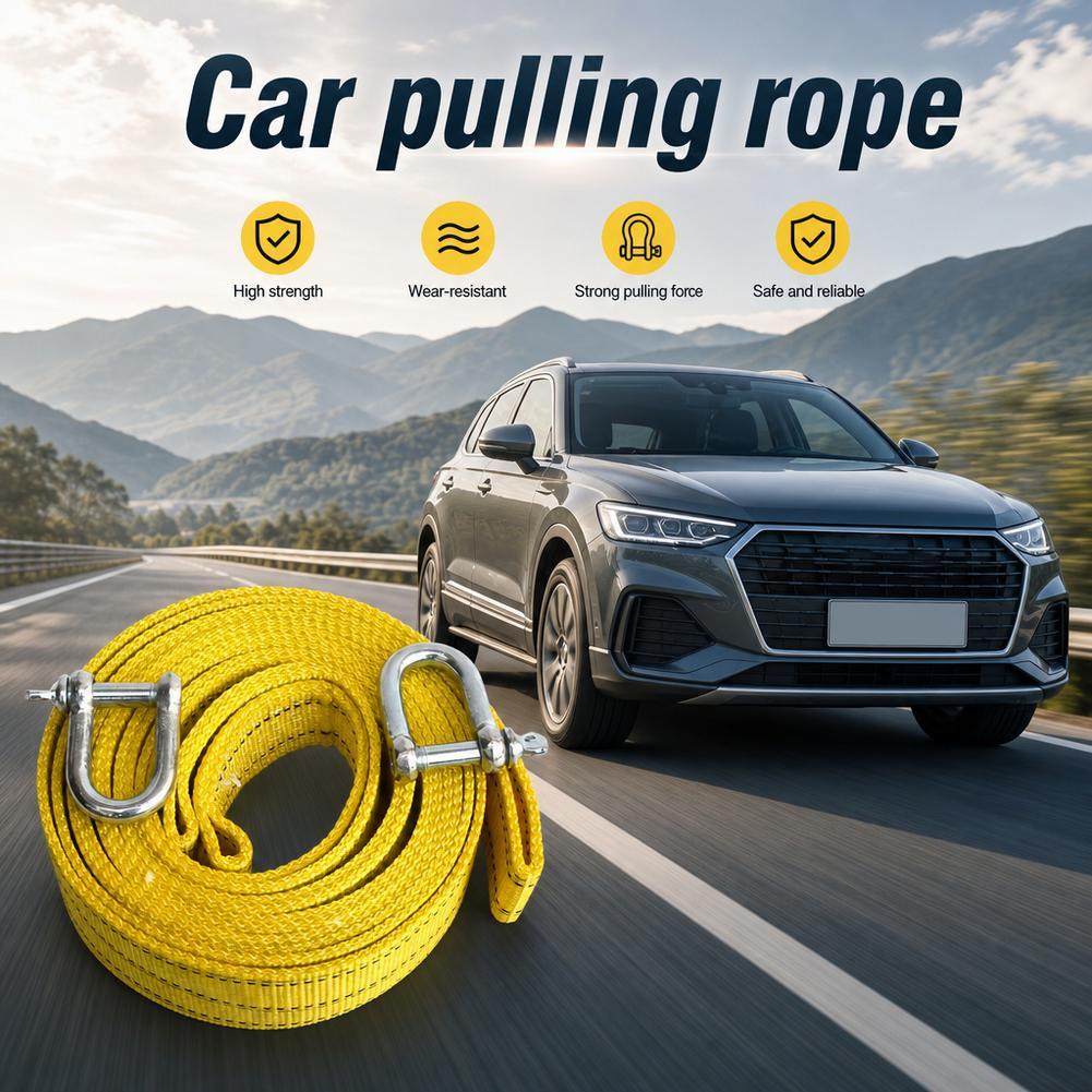 Rescue Rope Throw - 3M Hochleistungs-Autobewegungsseil mit 2 Stahl-D-Schäkeln, Verstärktes